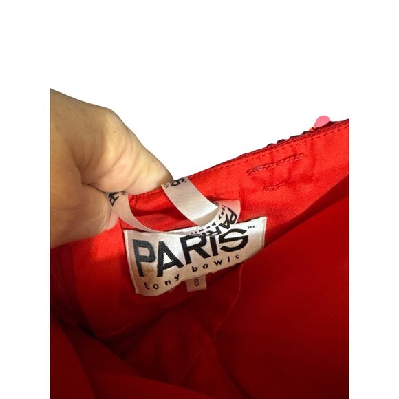 Tony Bowls NWT Red Sequin Strapless Cocktail Dress Size 6 With Black Waist Accen - Picture 3 of 6